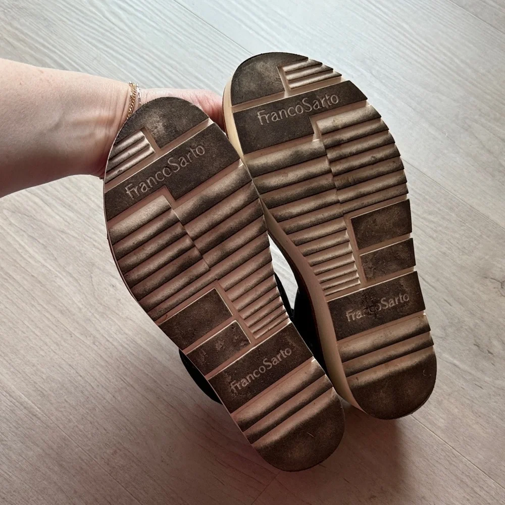 Franco Sarto Black Elastic Strap Platform Sandal Size 6 - Picture 3 of 6